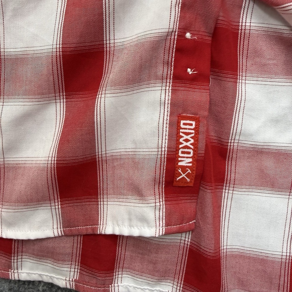 Dixxon Gingham button up short sleeve shirt Red mens size 4XL bamboo blend - Picture 6 of 8